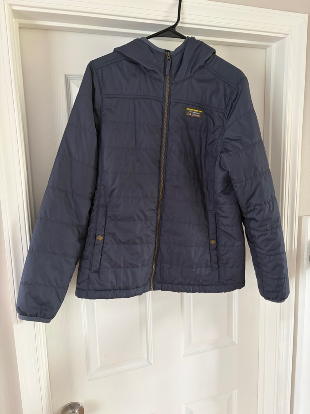 L.L. Bean Hooded Quilted Puffer in Gunmetal Grey